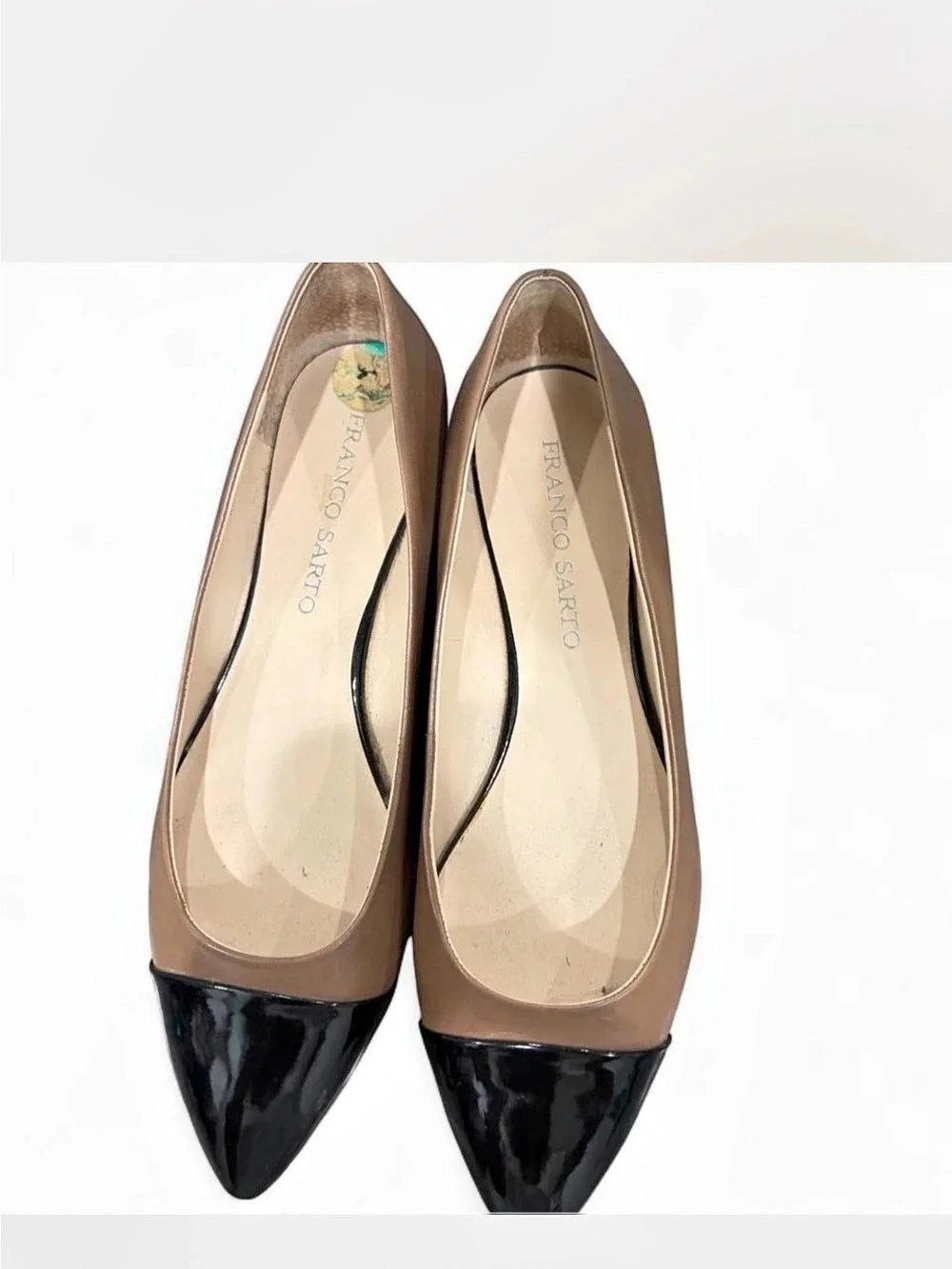 Franco Sarto Harold leather Pointed Toe flats ballet loafers Shoes Tan & Black